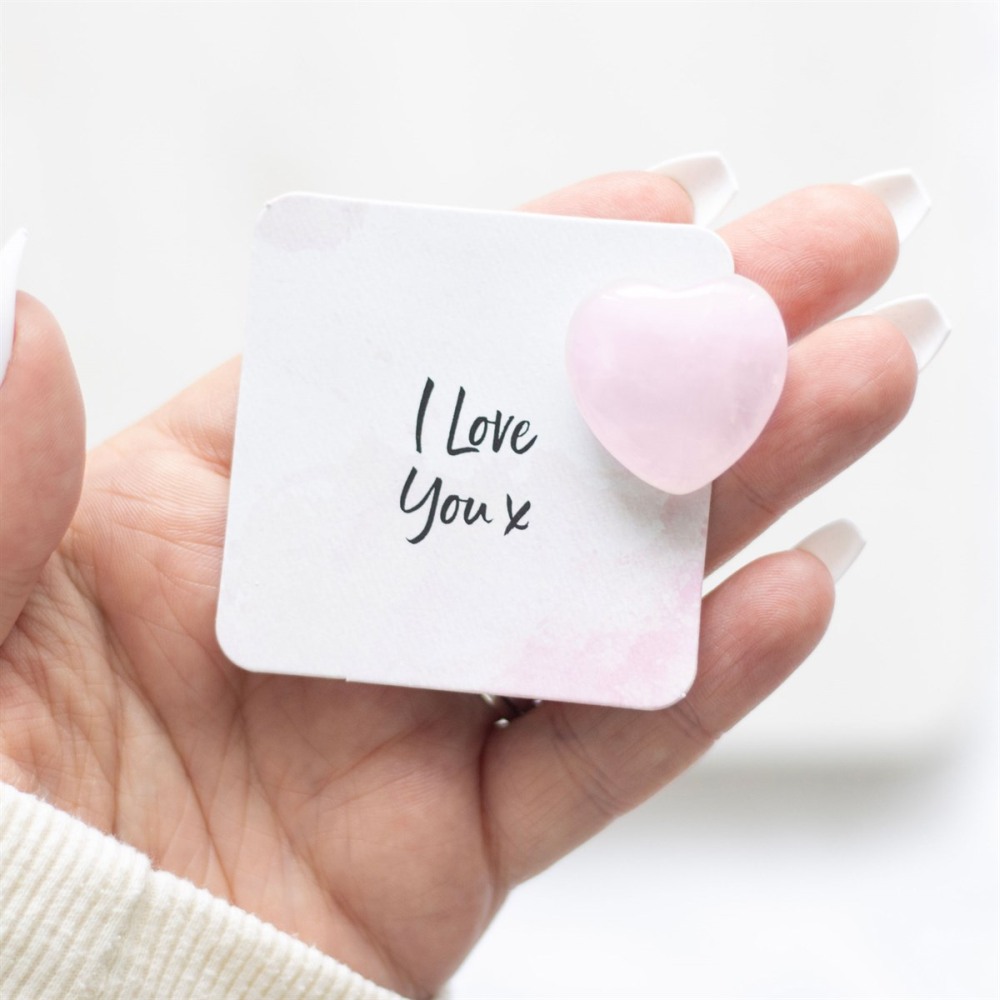 Something Different - I Love You Rose Quartz Heart in a Bag Cristal - Rose